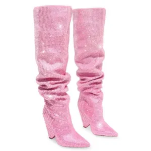 Rhinestone slouch knee high Barbie boots nwot