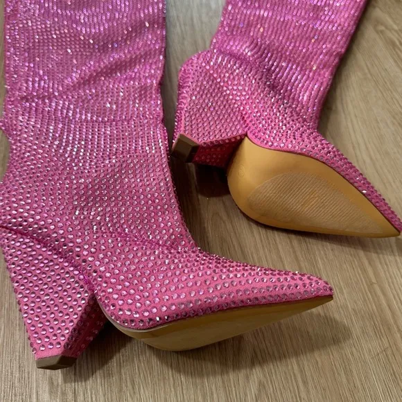 Rhinestone slouch knee high Barbie boots nwot
