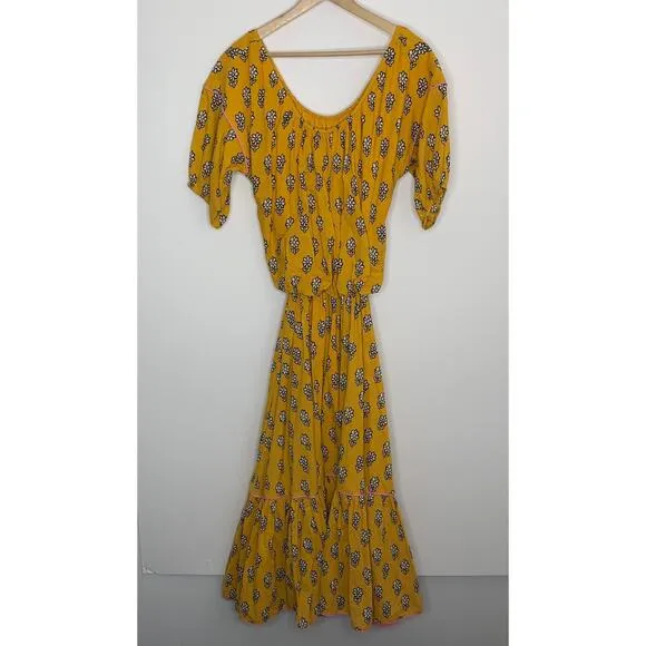 Rhode Resort Yellow Flower Frida Dress Womens Large
