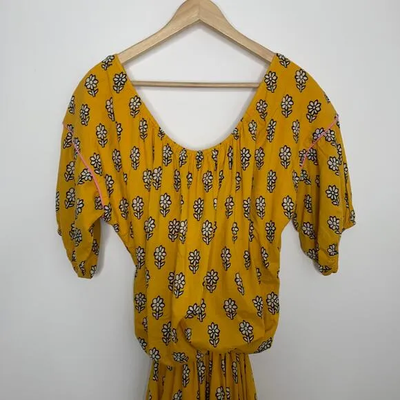 Rhode Resort Yellow Flower Frida Dress Womens Large