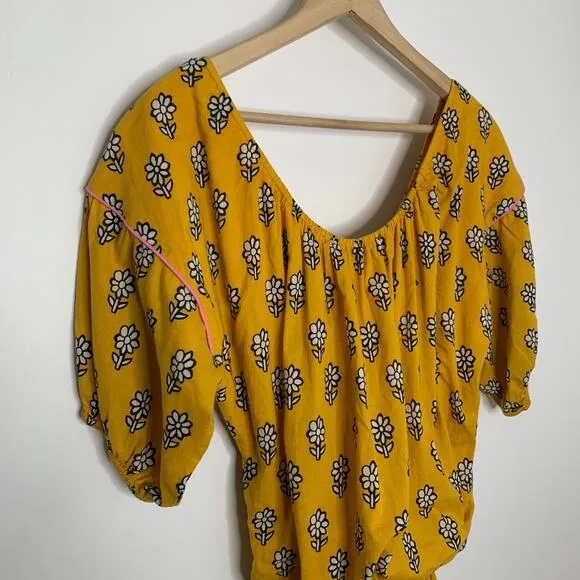 Rhode Resort Yellow Flower Frida Dress Womens Large