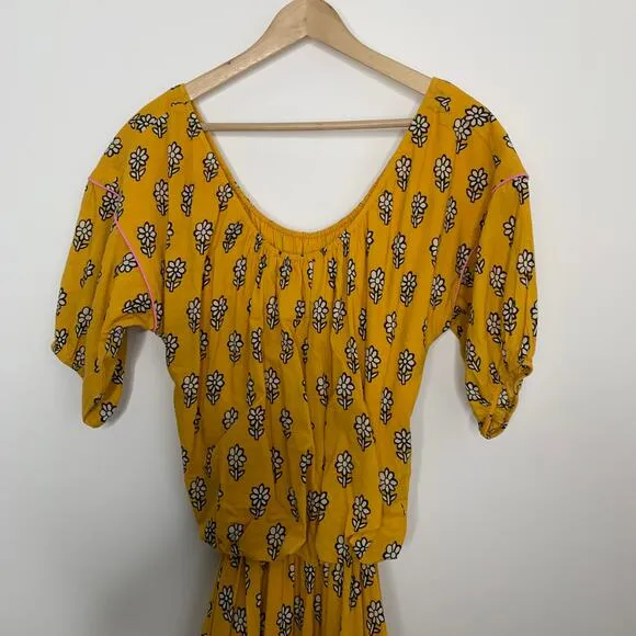 Rhode Resort Yellow Flower Frida Dress Womens Large