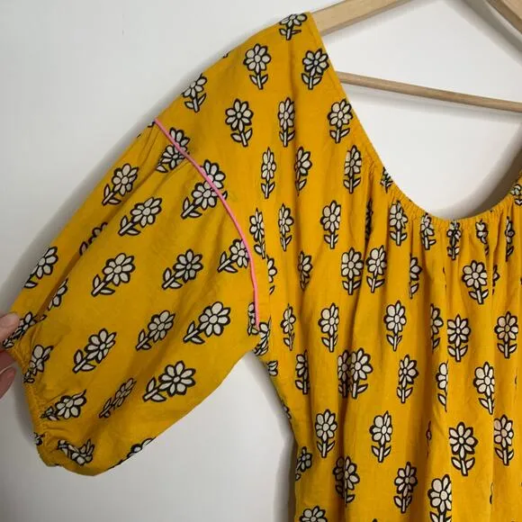 Rhode Resort Yellow Flower Frida Dress Womens Large