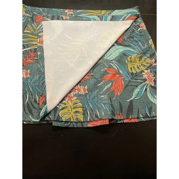 Rip Skirt Hawaii Wrap Skirt Size Medium Green Coral Pink Midi Tropical Floral