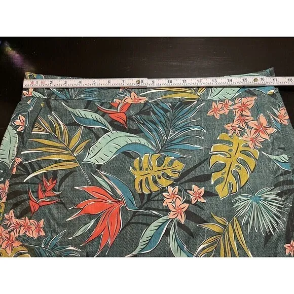 Rip Skirt Hawaii Wrap Skirt Size Medium Green Coral Pink Midi Tropical Floral