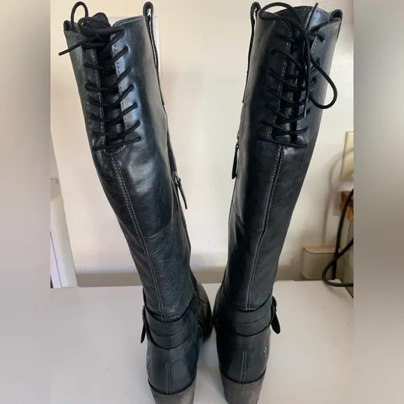 Roan by Bed Stu Garner Riding Boots Womens Black Leather Knee High Size 10