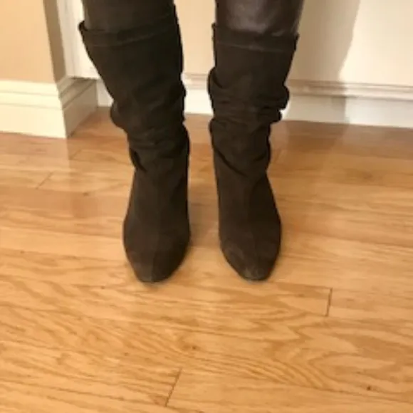 ROBERT CLERGERIE Brown Suede Boots Knee High