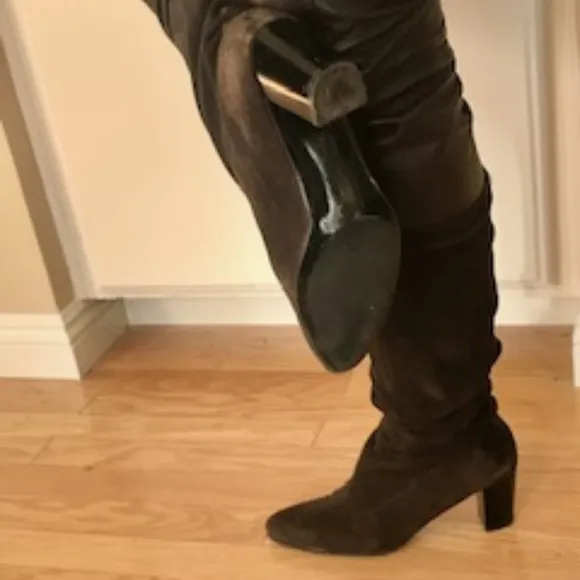 ROBERT CLERGERIE Brown Suede Boots Knee High