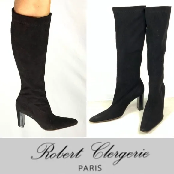 ROBERT CLERGERIE Brown Suede Boots Knee High