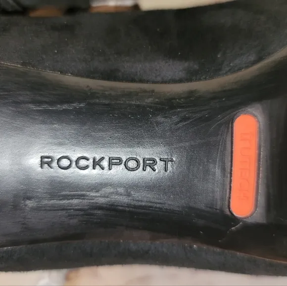 Rockport Total Motion Women's Black Suede T-Strap Kitten Heel Shoes Size 9.5M