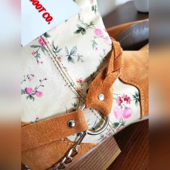 Rodeo Santa Fe Women's Western Boots Floral Suede Genuine Leather 8.5M NEW
