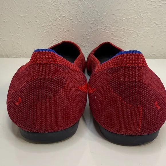 ROTHY’S Red Camo Knit Point Toe Slip On Ballet Flat Shoes Size 9.5