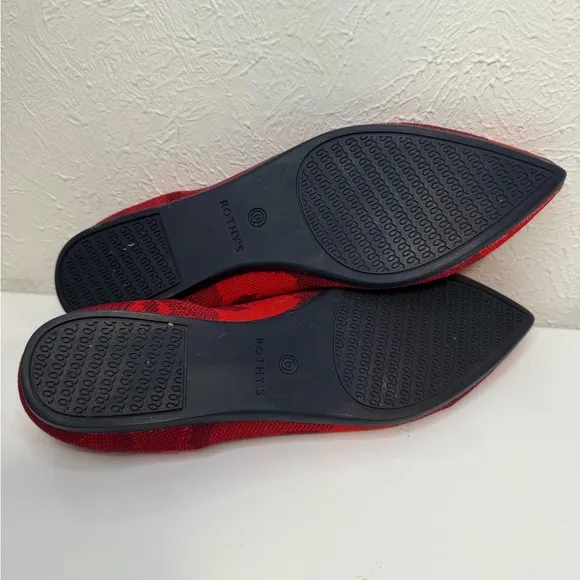 ROTHY’S Red Camo Knit Point Toe Slip On Ballet Flat Shoes Size 9.5