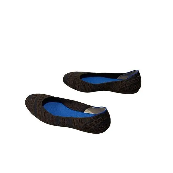 Rothy’s Sapphire Zebra Square Toe Ballet Flat Animal Print Shoes Size 7.5