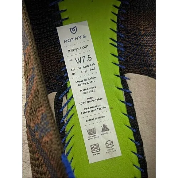 Rothy’s Sapphire Zebra Square Toe Ballet Flat Animal Print Shoes Size 7.5