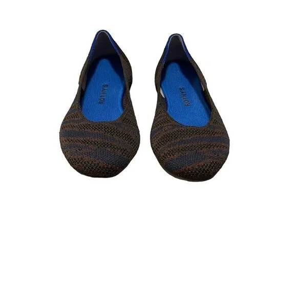Rothy’s Sapphire Zebra Square Toe Ballet Flat Animal Print Shoes Size 7.5
