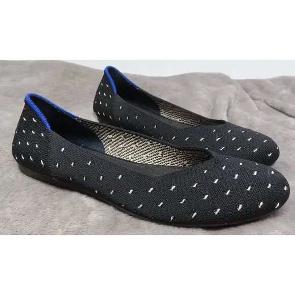 Rothy's Shoes US 5.5W The Flat Ivory Polka Dot Print Fabric Ballet Flats