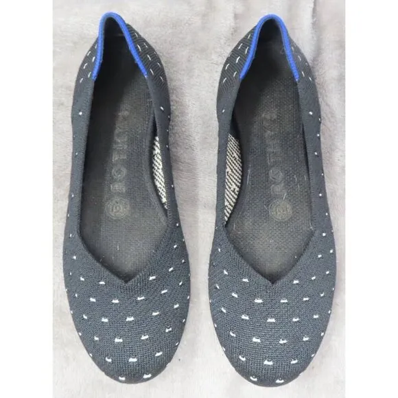 Rothy's Shoes US 5.5W The Flat Ivory Polka Dot Print Fabric Ballet Flats