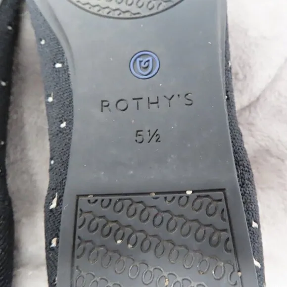 Rothy's Shoes US 5.5W The Flat Ivory Polka Dot Print Fabric Ballet Flats