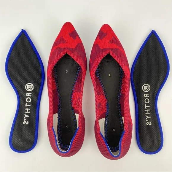 Rothy’s size 6 Women’s Red Camo Pointed Toe Ballet Flats