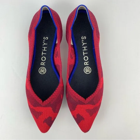 Rothy’s size 6 Women’s Red Camo Pointed Toe Ballet Flats