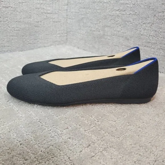 Rothy’s The Flat Solid Black Round Toe Slip On Shoes Multiple Sizes