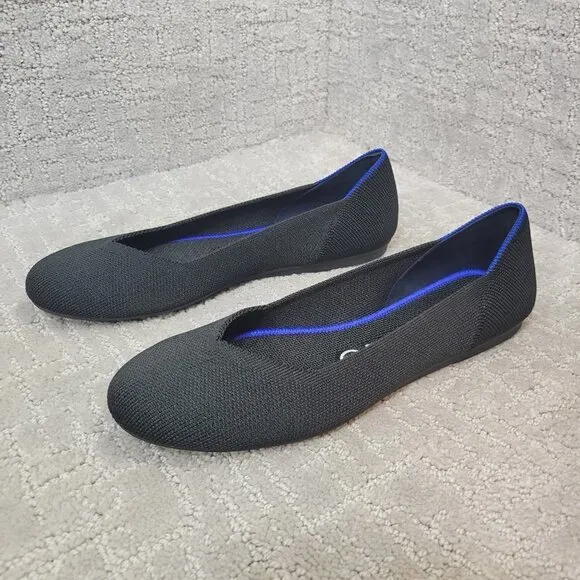 Rothy’s The Flat Solid Black Round Toe Slip On Shoes Multiple Sizes
