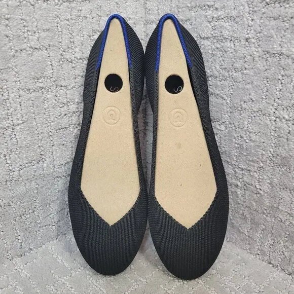 Rothy’s The Flat Solid Black Round Toe Slip On Shoes Multiple Sizes