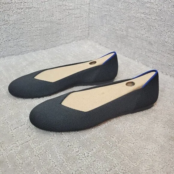 Rothy’s The Flat Solid Black Round Toe Slip On Shoes Multiple Sizes