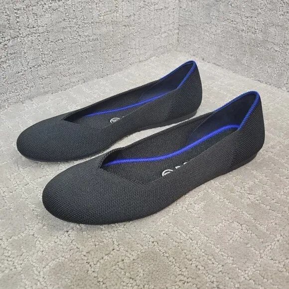 Rothy’s The Flat Solid Black Round Toe Slip On Shoes Multiple Sizes