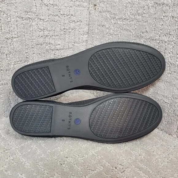 Rothy’s The Flat Solid Black Round Toe Slip On Shoes Multiple Sizes
