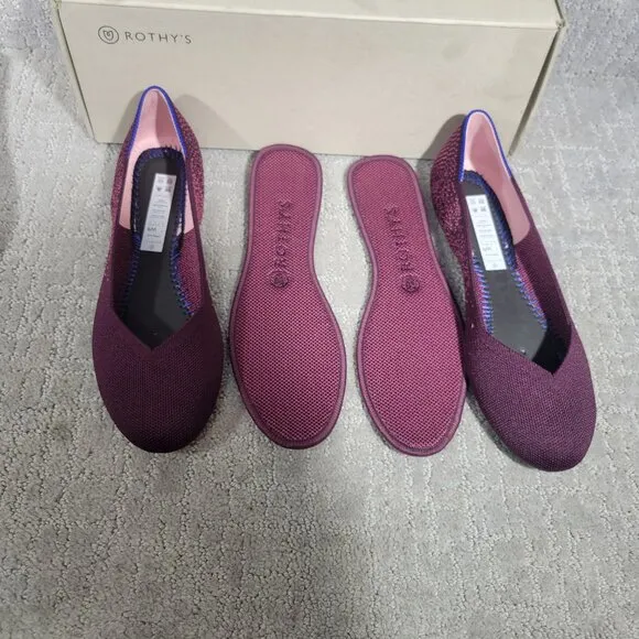 Rothy's The Flat Women's Size US 9 Fig Python Purple Round Toe Ballet Shoes