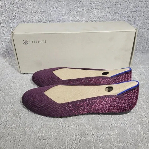 Rothy's The Flat Women's Size US 9 Fig Python Purple Round Toe Ballet Shoes
