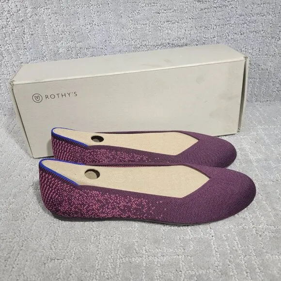 Rothy's The Flat Women's Size US 9 Fig Python Purple Round Toe Ballet Shoes