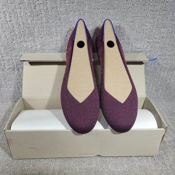 Rothy's The Flat Women's Size US 9 Fig Python Purple Round Toe Ballet Shoes