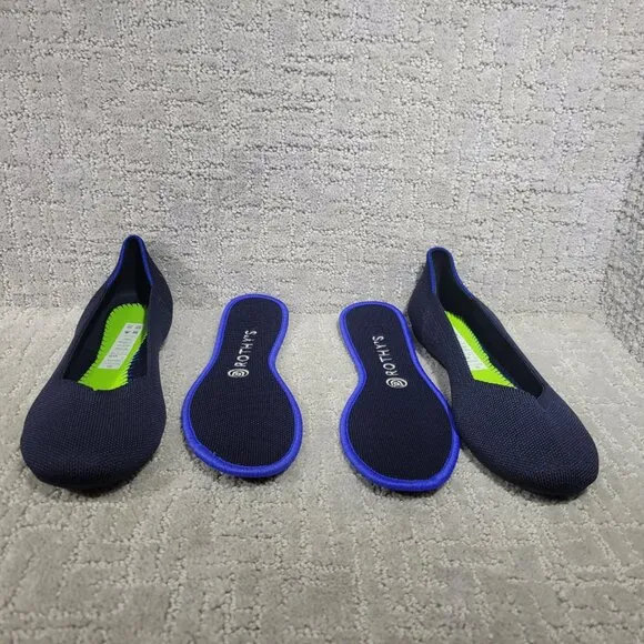 Rothy’s The Flat Women's Size US 9 Maritime Navy Round Toe Slip On Ballet Shoes