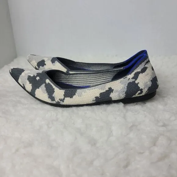 Rothy’s The Point Ash Womens Flat Ballet Size 7 Camo Gray Shoes Retired