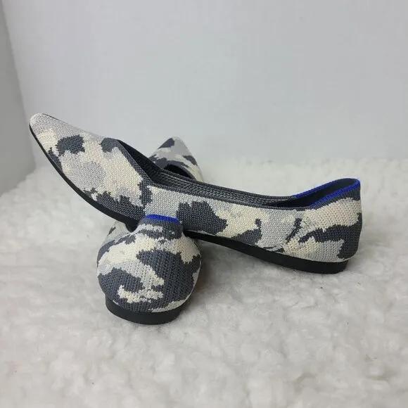 Rothy’s The Point Ash Womens Flat Ballet Size 7 Camo Gray Shoes Retired