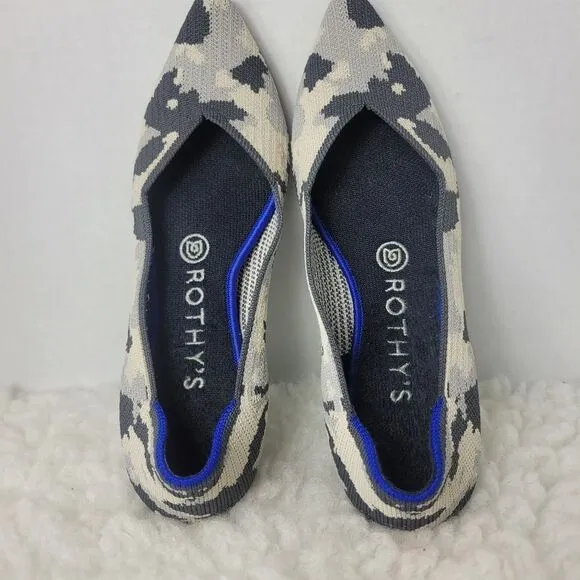 Rothy’s The Point Ash Womens Flat Ballet Size 7 Camo Gray Shoes Retired