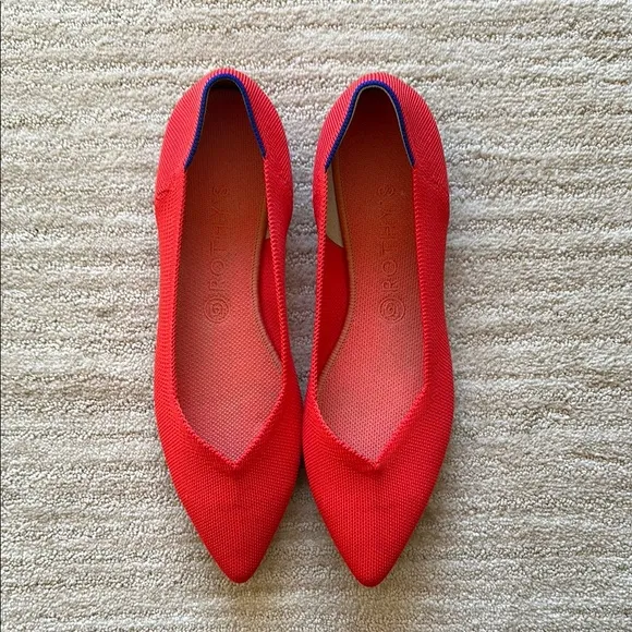 Rothy's The Point Ballet Flat Pointed Toe Slip on Shoes in Flame Red Size 11