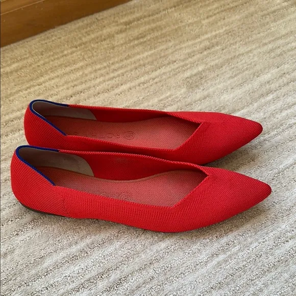 Rothy's The Point Ballet Flat Pointed Toe Slip on Shoes in Flame Red Size 11