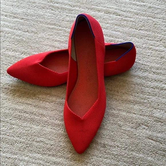 Rothy's The Point Ballet Flat Pointed Toe Slip on Shoes in Flame Red Size 11
