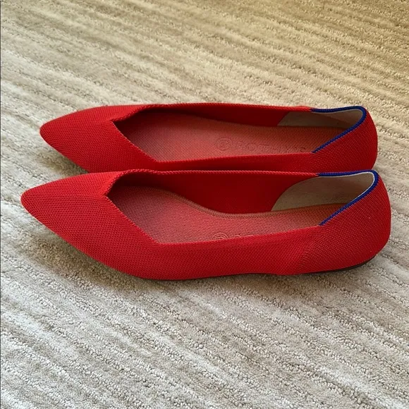 Rothy's The Point Ballet Flat Pointed Toe Slip on Shoes in Flame Red Size 11