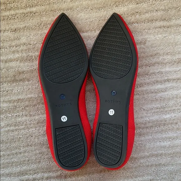 Rothy's The Point Ballet Flat Pointed Toe Slip on Shoes in Flame Red Size 11