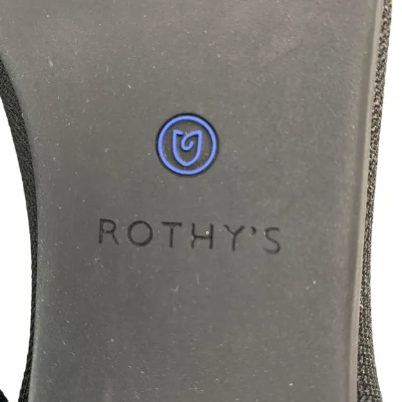 ROTHY'S The Point Flats Slip-On Ballet Shoes in Black with Blue Halo Size 13