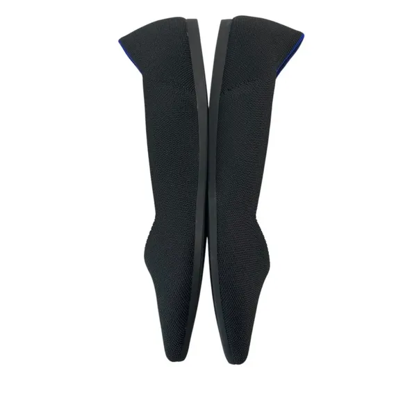 ROTHY'S The Point Flats Slip-On Ballet Shoes in Black with Blue Halo Size 13