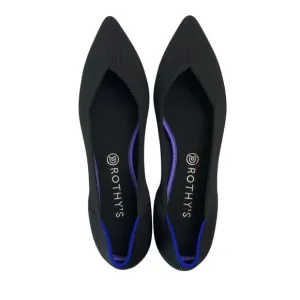 ROTHY'S The Point Flats Slip-On Ballet Shoes in Black with Blue Halo Size 13