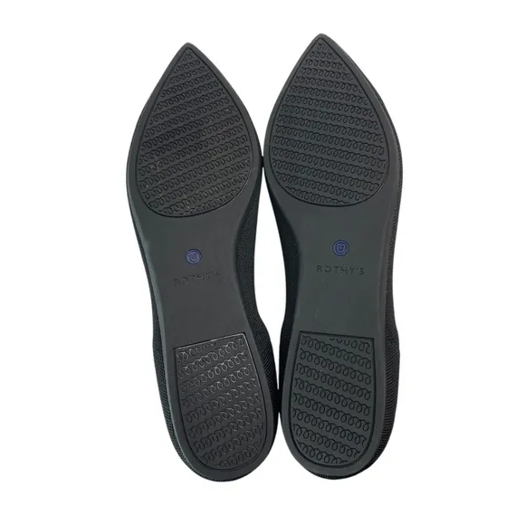 ROTHY'S The Point Flats Slip-On Ballet Shoes in Black with Blue Halo Size 13