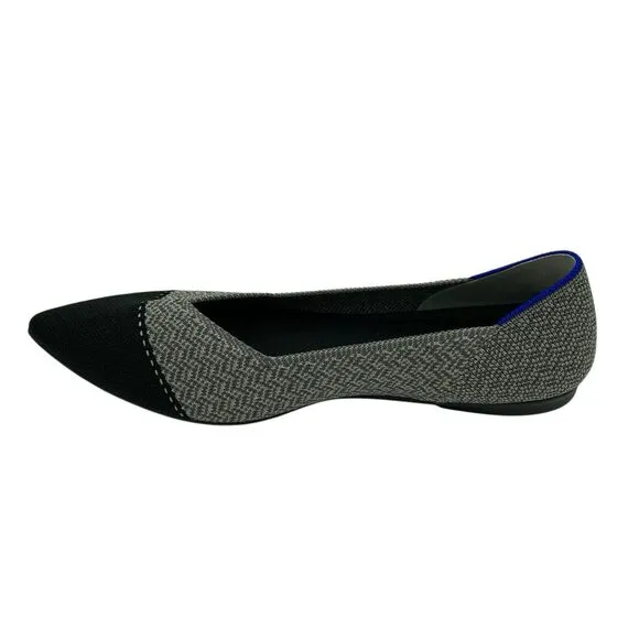 Rothy's The Point Grey Mist Captoe US Size 7 Womens Ballet Flat Slip On Shoes