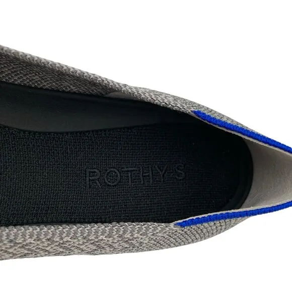 Rothy's The Point Grey Mist Captoe US Size 7 Womens Ballet Flat Slip On Shoes